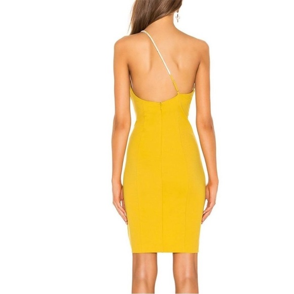 NBD Ciara One Shoulder Diamond Mini Dress | Size XS NWT Saffron Yellow - Picture 4 of 16